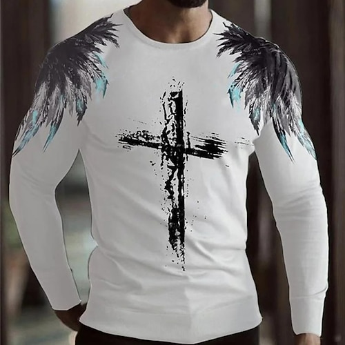 

Per uomo maglietta Magliette Pop art Croce Girocollo Abbigliamento Stampa 3D Esterno Informale Manica lunga Stampa Vintage Di tendenza Originale