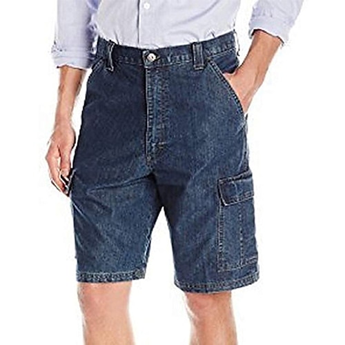 

Homens Jeans Shorts jeans short jeans Bolso multi Perna reta Cor Sólida Conforto Vestível Comprimento do joelho Ao ar livre Diário à moda Casual Preto Azul