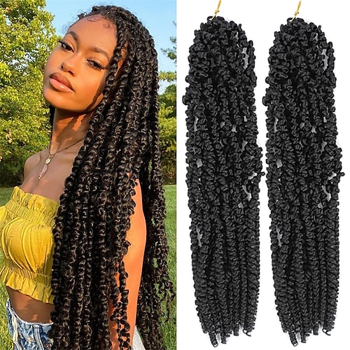 

2 packs ombre rouge bordeaux pretwisted passion twist cheveux au crochet 18 pouces tresses pré-bouclées extensions de cheveux pour les femmes noires coiffure bohème synthétique naturelle couleur bug