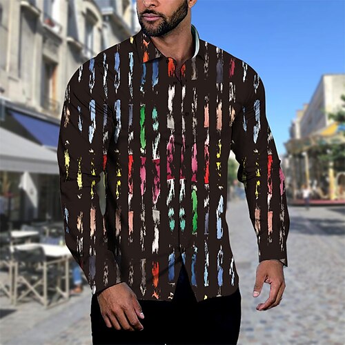 

Homme Chemise Imprimés Photos Graffiti Col rabattu Noir Extérieur Plein Air manche longue Bouton bas Imprimer Vêtement Tenue Sportif Mode Vêtement de rue Design