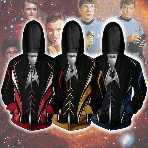 

Star Trek Cosplay kostyme Ytterklær Trykt mønster Lomme foran Graphic Ytterklær Til Herre Dame Unisex Voksne 3D-utskrift 100% Polyester