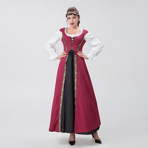 

Cosplay Retro Vintage Mittelalterlich Renaissance Kleid Damen Kostüm Jahrgang Cosplay Langarm Kleid Maskerade