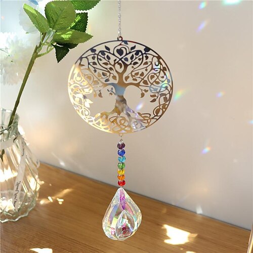 

1pc janela pendurada prisma de cristal suncatcher, árvore borboleta coruja pássaro anjo apanhadores de sol fabricante de arco-íris pend