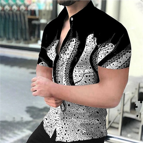 

Hombre Camisa camisa hawaiana Estampados Pulpo Cuello Vuelto Negro Blanco negro Blanco Vino Rojo Calle Casual Mangas cortas Abotonar Estampado Ropa Deportes Moda Ropa de calle Design