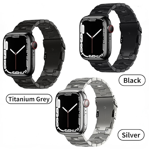 

Pulseira de Corrente Compatível com Pulseira Apple Watch 38mm 40mm 41mm 42mm 44mm 45mm 49mm Masculino Luxo Fecho de Metal Aço Inoxidável Liga de Titânio pulseira de substituição para Série iwatch