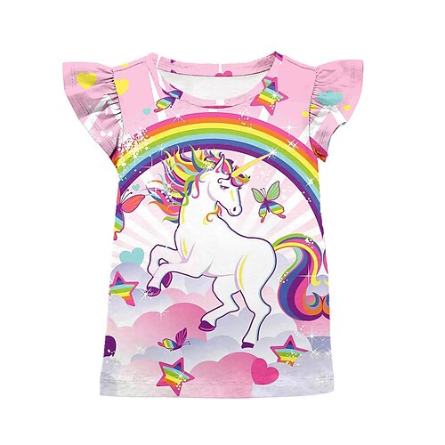 

Bambino (1-4 anni) Da ragazza maglietta Cartoni animati Scuola Manica corta Con balze stile sveglio 3-7 anni Primavera Nero Giallo Rosa
