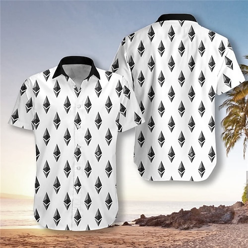 

Homens Camisa Social Camisa havaiana Estampas Abstratas Geometria Aberto para a Lateral Branco Rua Casual Manga Curta Botão para baixo Imprimir Roupa Tropical Esportes Roupa de rua Designer