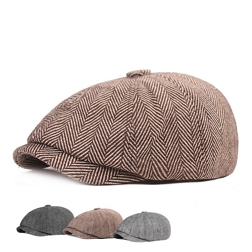 

Men's Beret Hat Newsboy Hat Tweed Cap khaki Light Grey Cotton Streetwear Stylish 1920s Fashion Outdoor Daily Going out Graphic Prints Warm