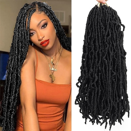 

24-Zoll-Faux-Locs-Häkelhaar für schwarze Frauen 6 Packungen vorgeschlaufte neue Häkel-Locs-Haare in Naturfarbe