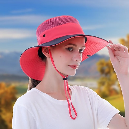 

Men's Women's Sun Hat Bucket Hat Fishing Hat Outdoor Waterproof Portable UV Sun Protection Windproof Hat Watermelon Red Black Pink for Fishing Climbing Beach