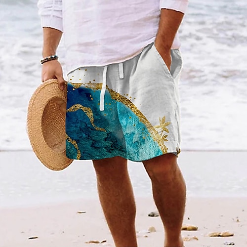 

Per uomo Pantaloncini estivi Pantaloncini da spiaggia Pantaloncini larghi A cordoncino Vita elastica Pop art Color Block Traspirante Morbido Breve Informale Giornaliero Per eventi Streetwear Hawaiano