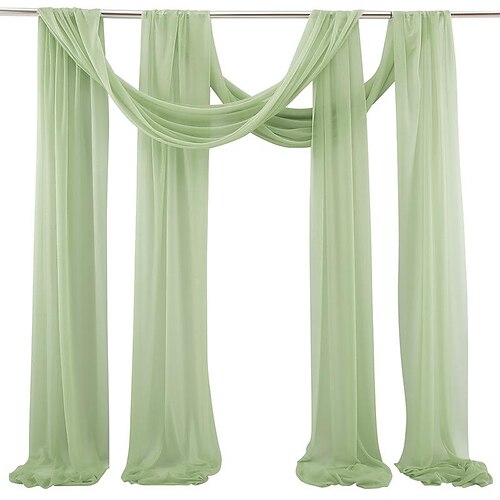 

sauge vert mariage arc rideaux en mousseline de soie tissu draperie pure toile de fond rideaux pour fête cérémonie arc scène décorations