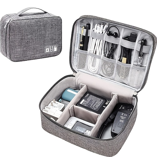

Electronics Organizer, Travel Universal Cable Organizer Bag, Waterproof Electronics Accessories Storage Cases, Storage Organizer For Cable, Charger, Phone, USB, SD Card, Hard Drives, Power Bank, Cords