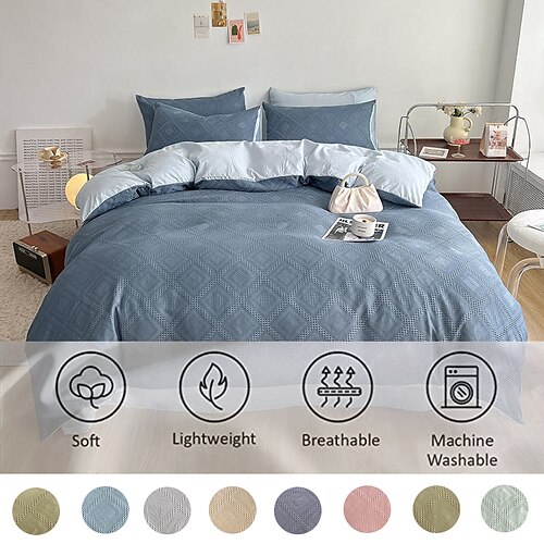 

High Quality Duvet Cover Set - Microfiber Waffle Weave Khaki Duvet Cover Queen Size Soft and Breathable Queen Duvet Cover Set for All Season1 Duvet Cover 1 Bed Sheet 2 Pillowcases coverlet