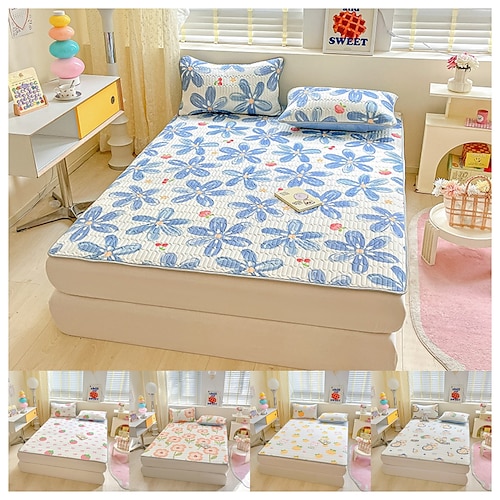 

Estera de látex de dibujos animados juego de sábanas de tres piezas estilo lavable hogar aire acondicionado seda verano doble cama suave estera para niños