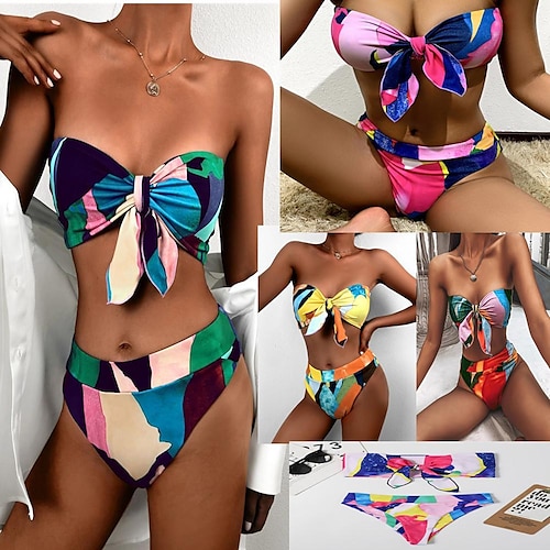 

Mujer Bañadores Bikini Normal Traje de baño 2 Piezas Estampado Graphic Amarillo Rosa Azul Piscina Verde Trébol Trajes de baño Deportes Verano