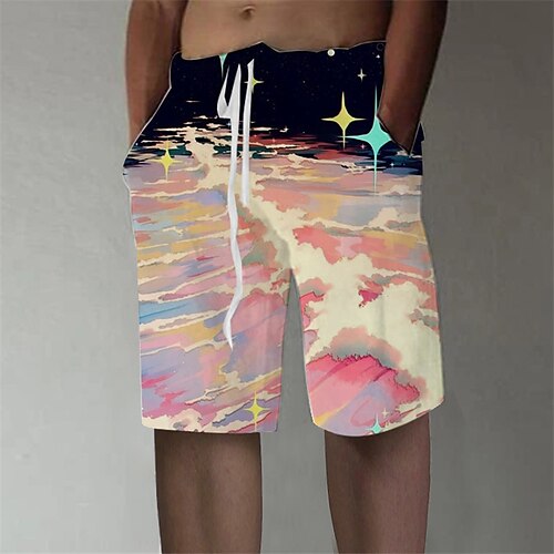 

Homens Calção Shorts de verão Shorts de praia Shorts largos Com Cordão Cintura elástica Gráfico Spray Respirável Macio Curto Casual Diário Feriado Roupa de rua Designer Rosa Azul Micro-Elástica