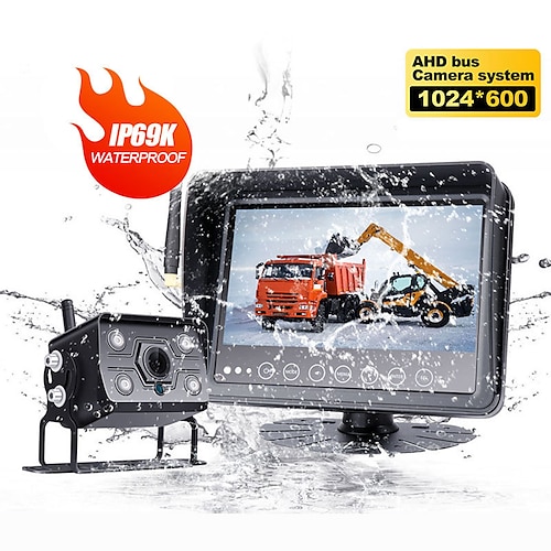 

ksj-700 7 inch LCD digital skærm 1080x720 CCD Ledning / Trådløs 170 grader 7 inch Bil bagside sæt AHD til Bil / Bus Omvendt kamera