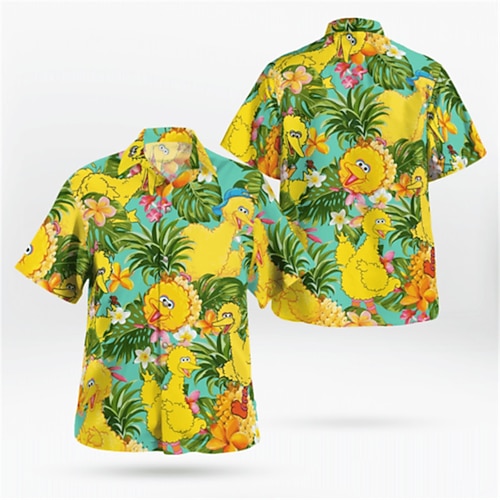 

Homme Chemise Chemise hawaïenne Ananas Oiseau Imprimés Photos Canard Col rabattu Jaune du quotidien Vacances Manches courtes Bouton bas Imprimer Vêtement Tenue Tropique Mode Vêtement de rue Hawaïen