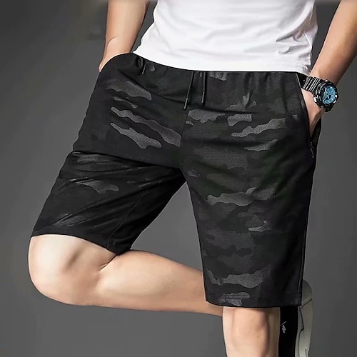 

Homens calções atléticos Shorts ativos Shorts casuais Bolsos Com Cordão Cintura elástica Côr Camuflagem Respirável Secagem Rápida Comprimento do joelho Casual Diário Moda Roupa de rua Preto Camuflado