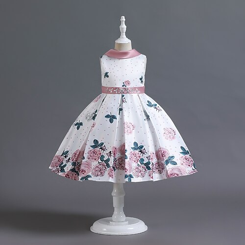 

Bambino Da ragazza Vestito da festa Rosa Vestito Abito da battesimo Girocollo Senza maniche Dolce Vestito 3-10 anni Estate Rosa Vino Blu Reale