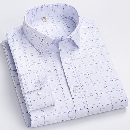 

Per uomo Camicie Camicia con bottoni Camicia a quadri Camicia con colletto Bianco Blu marino Blu Manica lunga A quadri Collo ripiegabile Primavera & Autunno Matrimonio Ufficio Abbigliamento