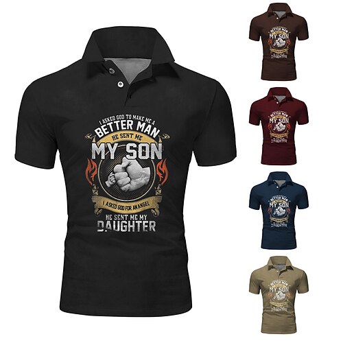 

Per uomo POLO Camicia da golf Golf Alfabetico Stampe astratte Festa del papà Collo ripiegabile Nero Vino Blu marino Marrone Cachi Esterno Strada Maniche corte Bottone giù Stampa Abbigliamento