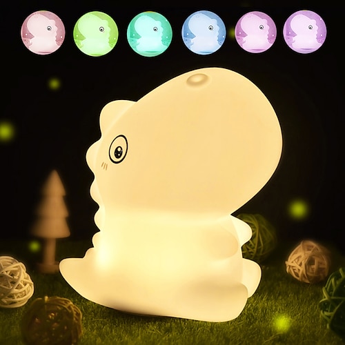 

dinasour natlampe til børn led tegneserie dyr natlampe usb genopladelig touch silikone natlampe til gaver