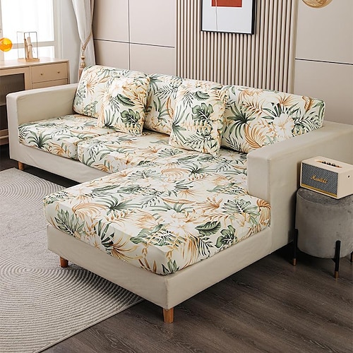 

Stretch Sofa Cover Cushion Slipcover Boho Couch Seat Furniture Protector for 3 or 4 Seater, L Sofa, Sectional, Armchair, Loverseat Soft with Elastic Bottom