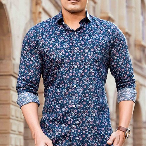 

Homme Chemise Floral Imprimés Photos Col rabattu Bleu Extérieur Plein Air manche longue Bouton bas Imprimer Vêtement Tenue Sportif Mode Vêtement de rue Design