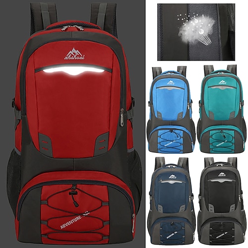 

40-85 L Wanderrucksack Rucksack Regendicht Atmungsaktiv Leicht Reflexmaterial Langlebig Außen Angeln Wandern Klettern Strand Nylon Meerblau Schwarz Rote