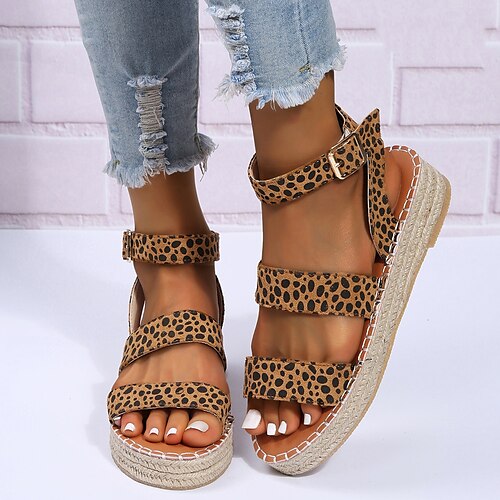 

Damen Sandalen Espadrilles Plateausandalen Übergrössen Outdoor Täglich Sommer Plattform Offene Spitze Brautkleider schlicht Minimalismus Kunstleder Schnalle Feste Farbe Leopard Leopardenmuster