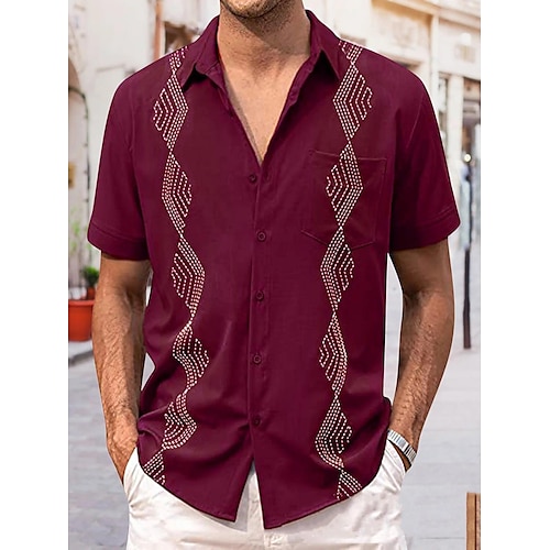 

Per uomo Camicia Camicia hawaiana Stampe astratte Geometria Collo ripiegabile Nero Bianco Vino Blu marino Blu Esterno Strada Maniche corte Bottone giù Stampa Abbigliamento Sportivo Di tendenza