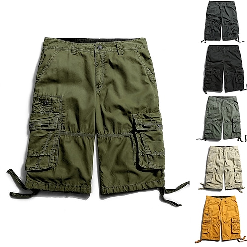 

Herren Cargo Shorts Kurze Hosen Shorts Kurze Hosen Ausgebeult Gerade geschnitten 6 Tasche Glatt Komfort Knielänge Outdoor Täglich Ausgehen 100% Baumwolle Sport Strassenmode Schwarz Gelb