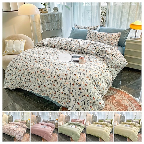 

Simples e leve luxo pequeno conjunto de cama de vento misto fresco conjunto de quatro peças de lençóis de algodão lavado quatro estações produtos de cama universais