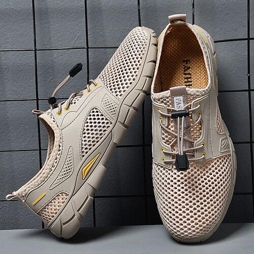 

Men's Unisex Sneakers Casual Beach Outdoor Daily Walking Shoes Synthetics Breathable Black Khaki Gray Spring Summer