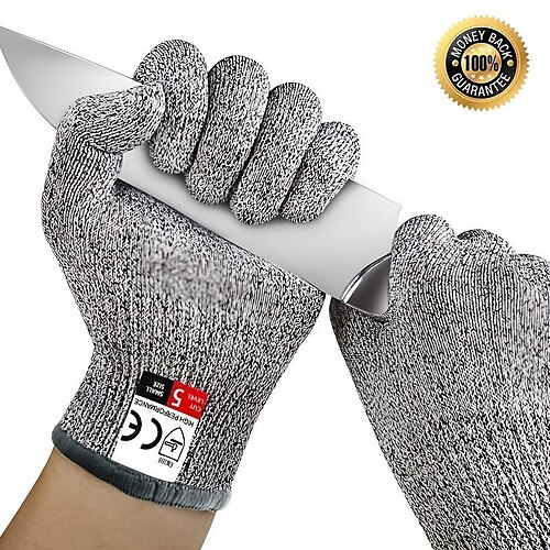 

Cut Resistant Gloves, Safety Cutting Gloves Food Grade Level 5 Protection For Gardening,Kitchen, Transverse Knitting Tech, 1 Pair