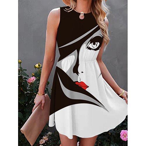 

Per donna Vestito casual Abito estivo Abito stampato Floreale Farfalla Traforato Stampa Girocollo Mini abito Attivo Di tendenza Esterno Giornaliero Senza maniche Standard Nero Bianco Giallo Primavera