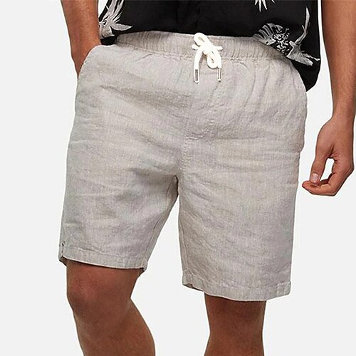 

Homens Calção Shorts de linho Shorts de verão Shorts de praia Com Cordão Cintura elástica Tecido Respirável Macio Curto Casual Diário Feriado Misto de Algodão e Linho Roupa de rua Havaiana Bege