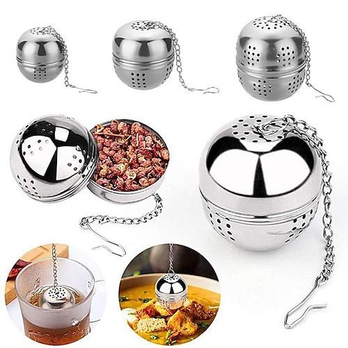 

Stainless Steel Tea Infuser Spice Ball Cooking Seasoning Ball Spice Infuser Tea Ball Filter With Extended Chain Hook for Enhancing Soups Stews Cider Wine And Especially Brewing Large Quantities of Tea