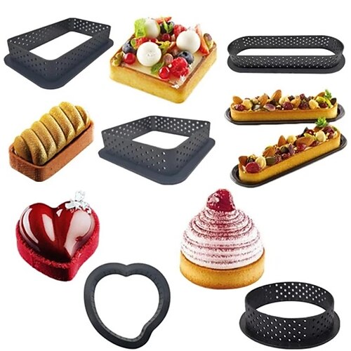 

Anel de torta de plástico perfurado círculo faça você mesmo francês mousse de frutas bolo moldes de sobremesa cortador para ferramenta de decoração de pastelaria de cozinha