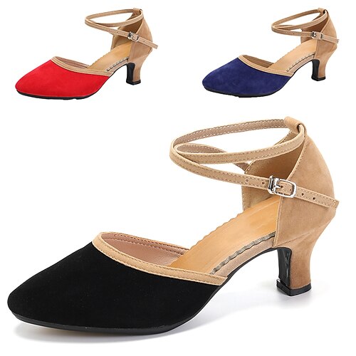 

Femme Chaussures Modernes Chaussures de danse Utilisation Entraînement Valse Talon Boucle Talon Cubain Bout fermé Sangle croisée Adulte Rouge Bleu Noir