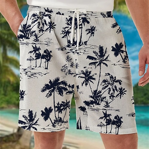 

Homme Short Short d'été Short de plage Shorts bouffants Cordon Taille elastique Impression 3D Graphic Cocotier Respirable Doux Court Casual du quotidien Vacances Vêtement de rue Hawaïen Blanche