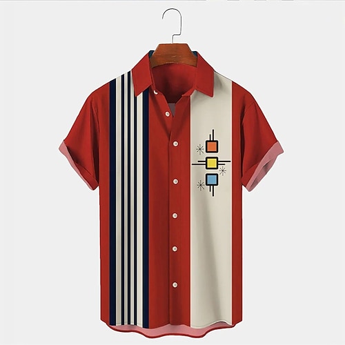

Homme Chemise Chemise hawaïenne Imprimés Photos Géométrie Col rabattu Vin Plein Air Casual Manches courtes Bouton bas Imprimer Vêtement Tenue Tropique Mode Vêtement de rue Hawaïen