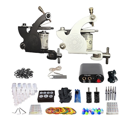 

BaseKey Professionelt tatoveringssæt Tatoveringsmaskine - 2 pcs Tatoveringsmaskiner, Professionel Metal 18 W 2 x legering tattoo maskine til foring og skygge