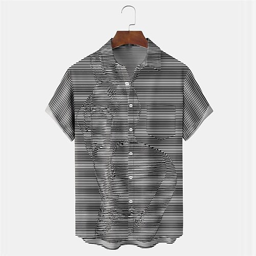 

Hombre Camisa camisa hawaiana de impresión en 3D Caballo A Rayas Estampados Cuello Vuelto Negro Exterior Calle Mangas cortas Abotonar Estampado Ropa Tropical Moda Hawaiano Design