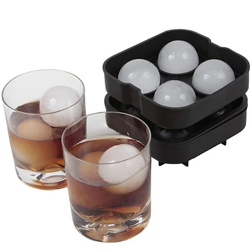 

Silicone 4 Cavity Sphere Ice Cube Mold Home Kitchen Ice Ball Round Jelly Making Mould For Cocktail Whiskey Drink