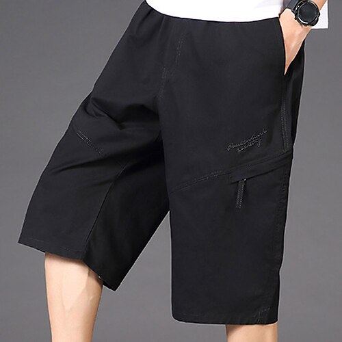 

Herren Cargo Shorts Kurze Hosen Shorts Kurze Hosen Kordelzug Elastische Taille Ausgebeult Glatt Komfort Outdoor Täglich Ausgehen 100% Baumwolle Modisch Strassenmode Schwarz Armeegrün