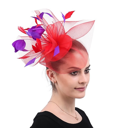 

Fascinatoren Polyester Tee-Party Kentucky Derby Pferderennen Damentag Cocktail Klassisch Vintage Handgemacht Mit Feder Tüll Kopfschmuck Kopfbedeckung