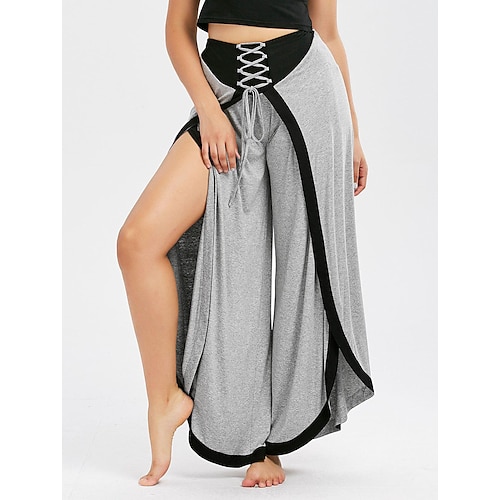 

Per donna A zampa Pantaloni cascante Blu Viola Grigio chiaro Di tendenza Casual / quotidiano Spacco Media elasticità Lunghezza intera Comfort Tinta unica S M L XL 2XL